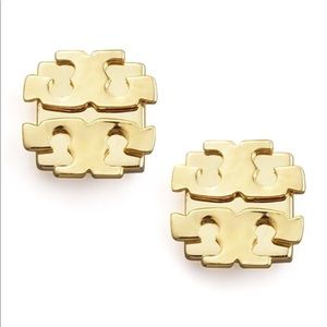 Tory Burch Logo Stud Earrings Gold